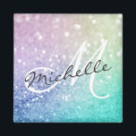 Íman Glitter Bokeh Glamorous Elegante<br><div class="desc">Personalize facilmente este elegante padrão colorido de brilho com seu nome personalizado e/ou monograma.</div>