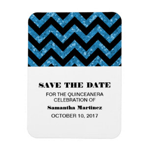 Íman Glitter Chevron Azul Quinceañera Magnet