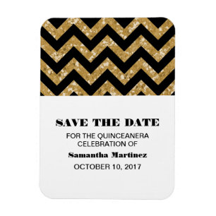 Íman Glitter Chevron Dourado Quinceañera Magnet