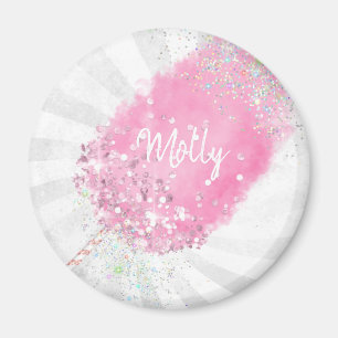 Íman Glitter de algodão doce cintilante rosa