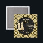 Íman Glitter do 50º aniversário do casamento do Casal D<br><div class="desc">Imagem do 50º aniversário Dourado do Casamento - apresentando ouro e brilho preto nas laterais com brilho negro floral e casal brilhante Ouro, este imã representa um nome único, elegante, chic 50º Aniversário do Casamento que pode ser oferecido aos seus convidados no partido Celebração. Esta design é feita desta forma...</div>