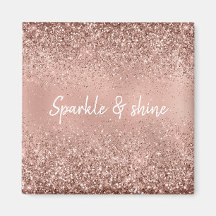Íman Glitter Dourado Rosa