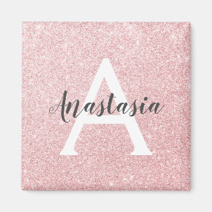 Íman Glitter Dourado Rosa de Chic e Trendy Monograma de