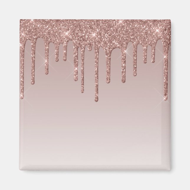 Íman Glitter líquido de rosa Dourado (Frente)