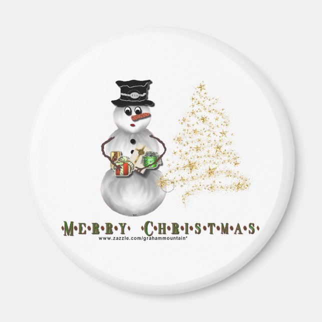 Íman Glitter N Magnet Dourado Snowman (Frente)