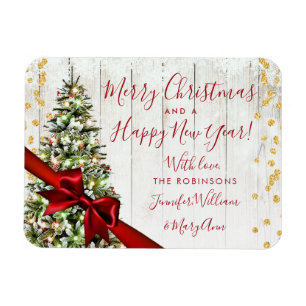 Íman Glitter Não Fotográfico de Natal Dourado e Rúst