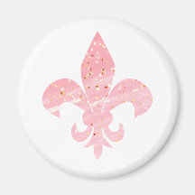 Glitter Rosa e Dourado Fleur de Lis Magnet