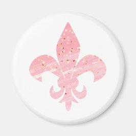 Íman Glitter Rosa e Dourado Fleur de Lis Magnet