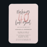 Íman Glitter rosa feminino moderno e elegante aniversár<br><div class="desc">Fazer 40 parece um bom convite de aniversário brilhante. Texto de script moderno monocromático design. Parte de uma coleção.</div>