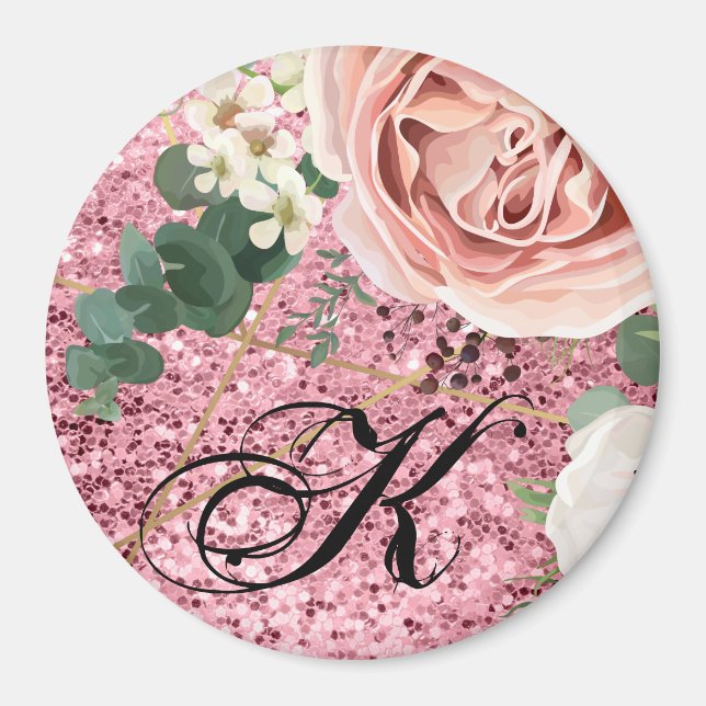Íman Glitter Rosa Geométrico do Magnet Personalizado (Frente)