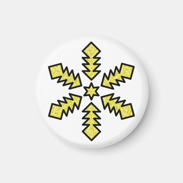 Íman Glitter Snowflake - Yellow Star (Frente)