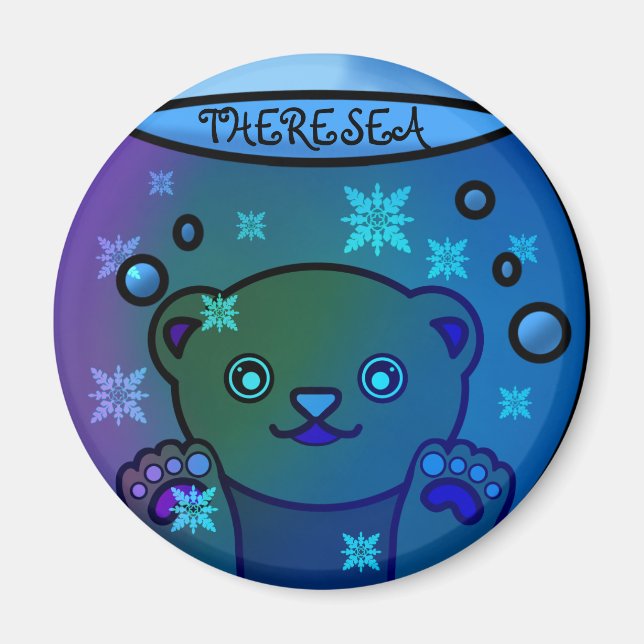 Íman Globo Adorável de Neve Polar (Frente)