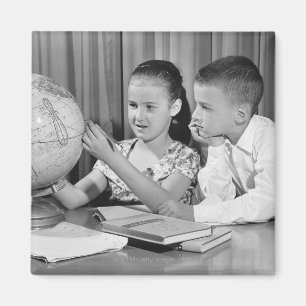 Íman Globo da visão do menino e da menina
