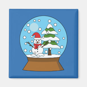Íman Globo de Neve com Snowman e Pine Tree