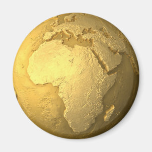 Íman Globo Dourado - Metal a terra, África, 3d rendem