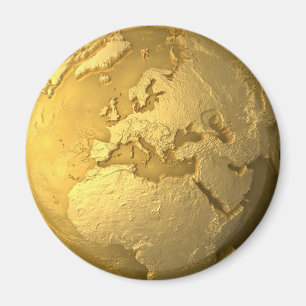 Íman Globo Dourado - terra do metal. Europa, 3d rende