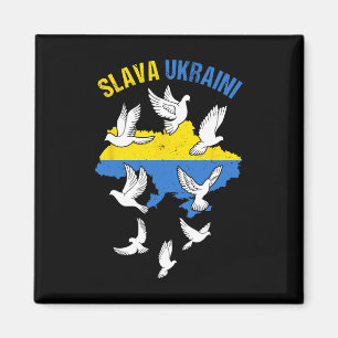Íman Glória à Ucrânia Mapa Bandeira da Ucrânia Pombas D