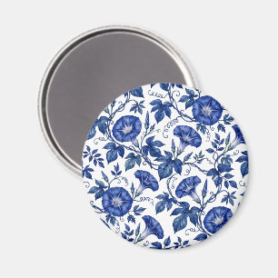 Íman Glórias Matutinas Azul Cobalto Branco Estilo Delft