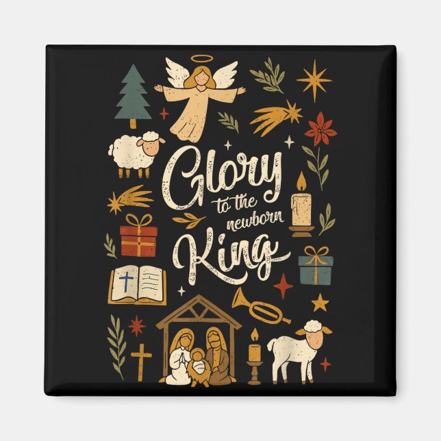 Íman Glory To The Newborn King Christmas Nativity Scene (Frente)