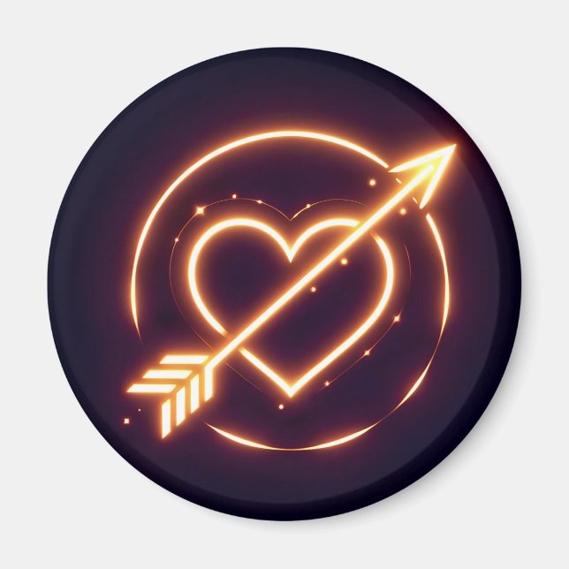 Íman glowing image of a heart with cupid's arrow (Frente)
