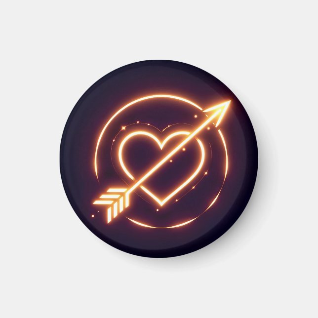 Íman glowing image of a heart with cupid's arrow (Frente)