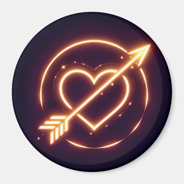 Íman glowing image of a heart with cupid's arrow (Frente)