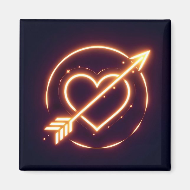 Íman glowing image of a heart with cupid's arrow (Frente)