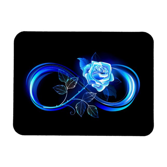 Íman Glowing infinity with blue rose (Horizontal)
