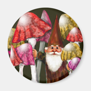 Íman Gnome castanho em Laranja Amarelo Cogumelos Magnet