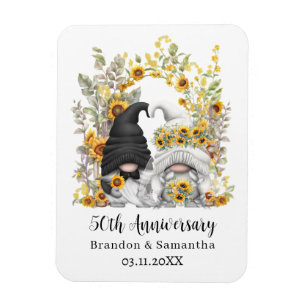 Íman Gnome personalizado Girassol 50º aniversário de ca