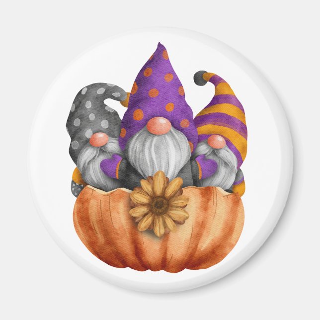 Íman Gnome Pumpkin Trio Magnet (Frente)