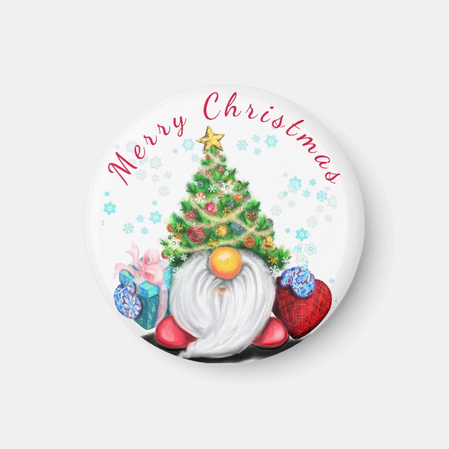Íman Gnomo Bonito com o Magneta de Natal Dif (Frente)