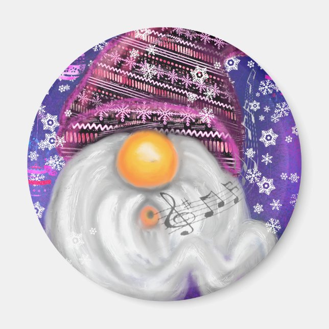 Íman Gnomo de Natal Em Purple Hat (Frente)