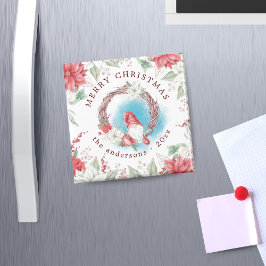 Íman gnomo de natal floral elegante de férias