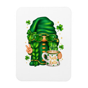Íman Gnomo Fofo do Dia de São Patrício Bebendo Café