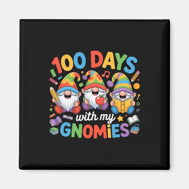 Íman Gnomo Professor Crianças 100 Dias De Escola  (Frente)