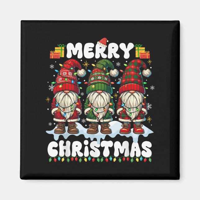 Íman Gnomos Bons Felizes Felizes De Natal (Frente)