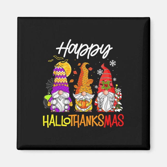 Íman Gnomos Hallothanksmas Halloween Ação de Graças Chr (Frente)