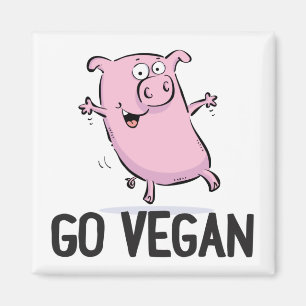 Íman Go Vegan Magnet Apresentando Porco