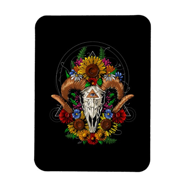 Íman Goat Skull Psychedelic Sunflower (Vertical)