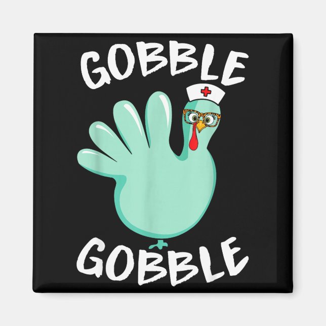 Íman Gobble Gobble Funny Turkey Glove Thanksgiving Nurs (Frente)