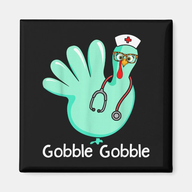 Íman Gobble Gobble Funny Turkey Glove Thanksgiving Nurs (Frente)