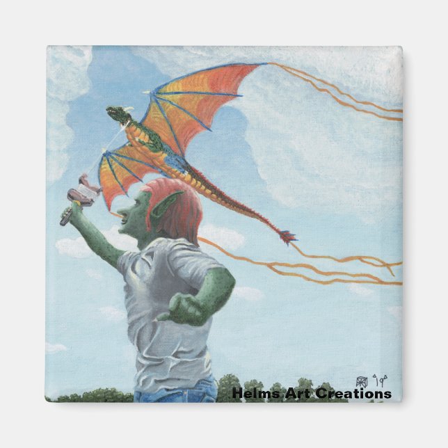 Íman Goblin Dragão Voador Kite Fantasy Joy Magnet (Frente)