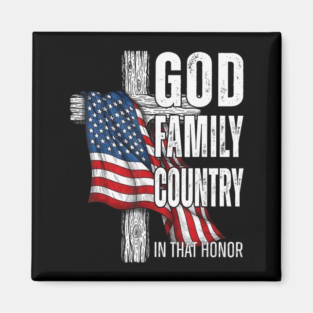 Íman God Family Country American Flag Christian Patriot (Frente)