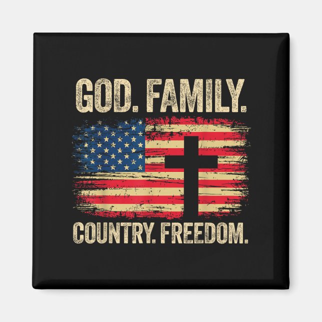 Íman God Family Country Dom Usa Flag Cross  (Frente)