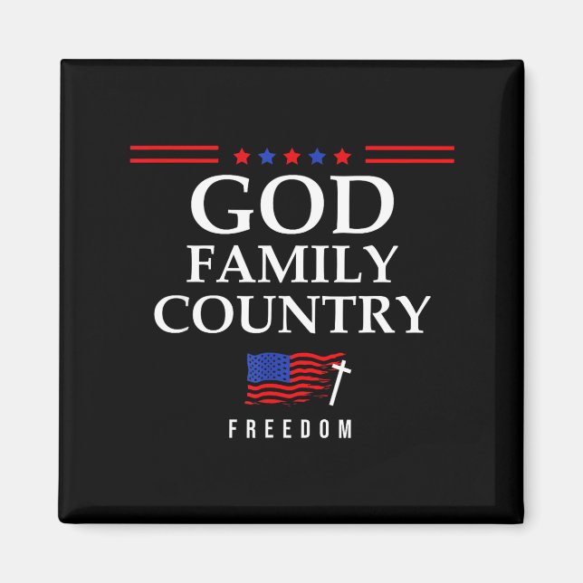 Íman God Family Country Us Flag Christian Saying Dom Je (Frente)