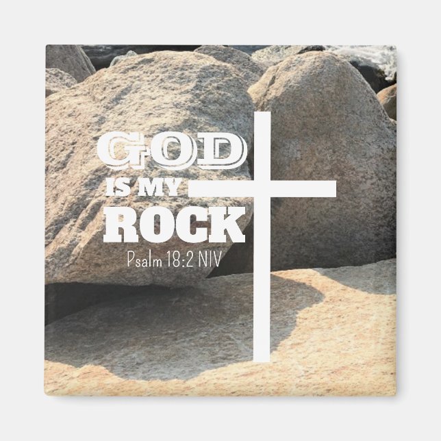 Íman God is My Rock Bible Verse White Cross Christian (Frente)