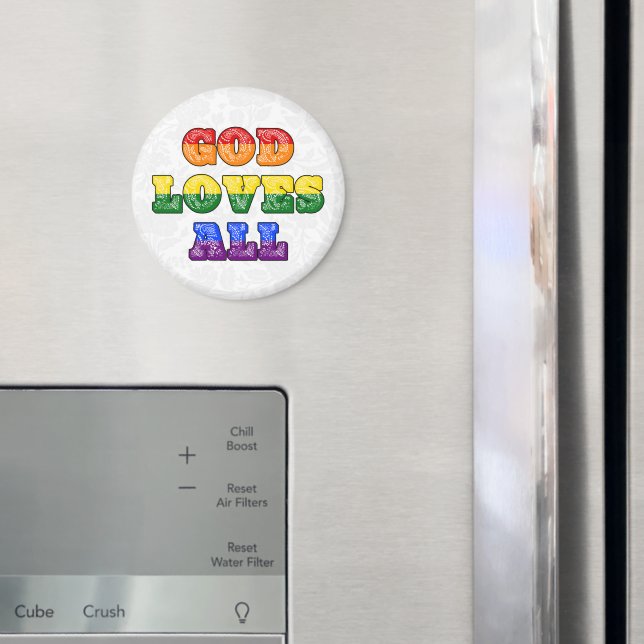 Íman "God Loves All" Gay/LGBTQIA+/Queer Christian Pride (In Situ (Fridge))