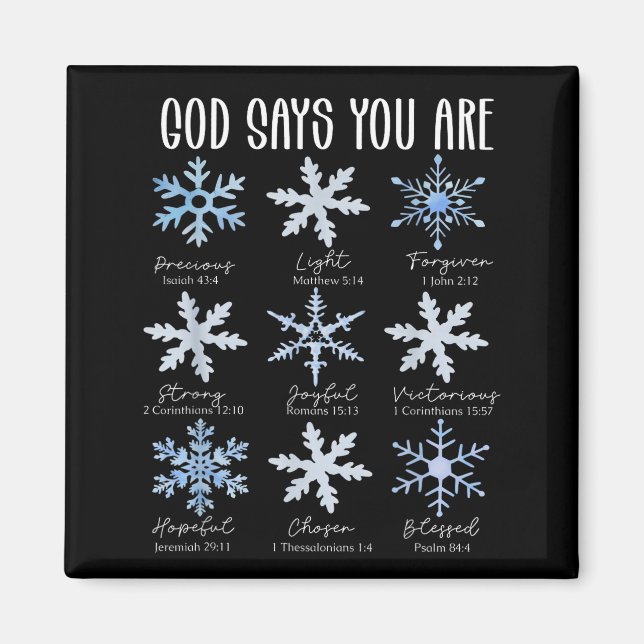 Íman God Says You Are Christian Snowflake Christmas Bib (Frente)