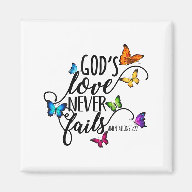 Íman God's Love Never Fails - Butterfly Art - Religious (Frente)